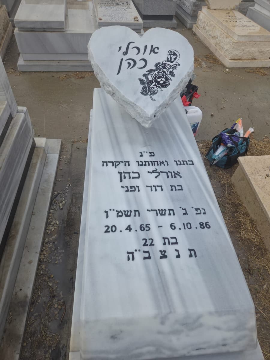 מצבה בצורת לב לאחר חידוש וניקוי